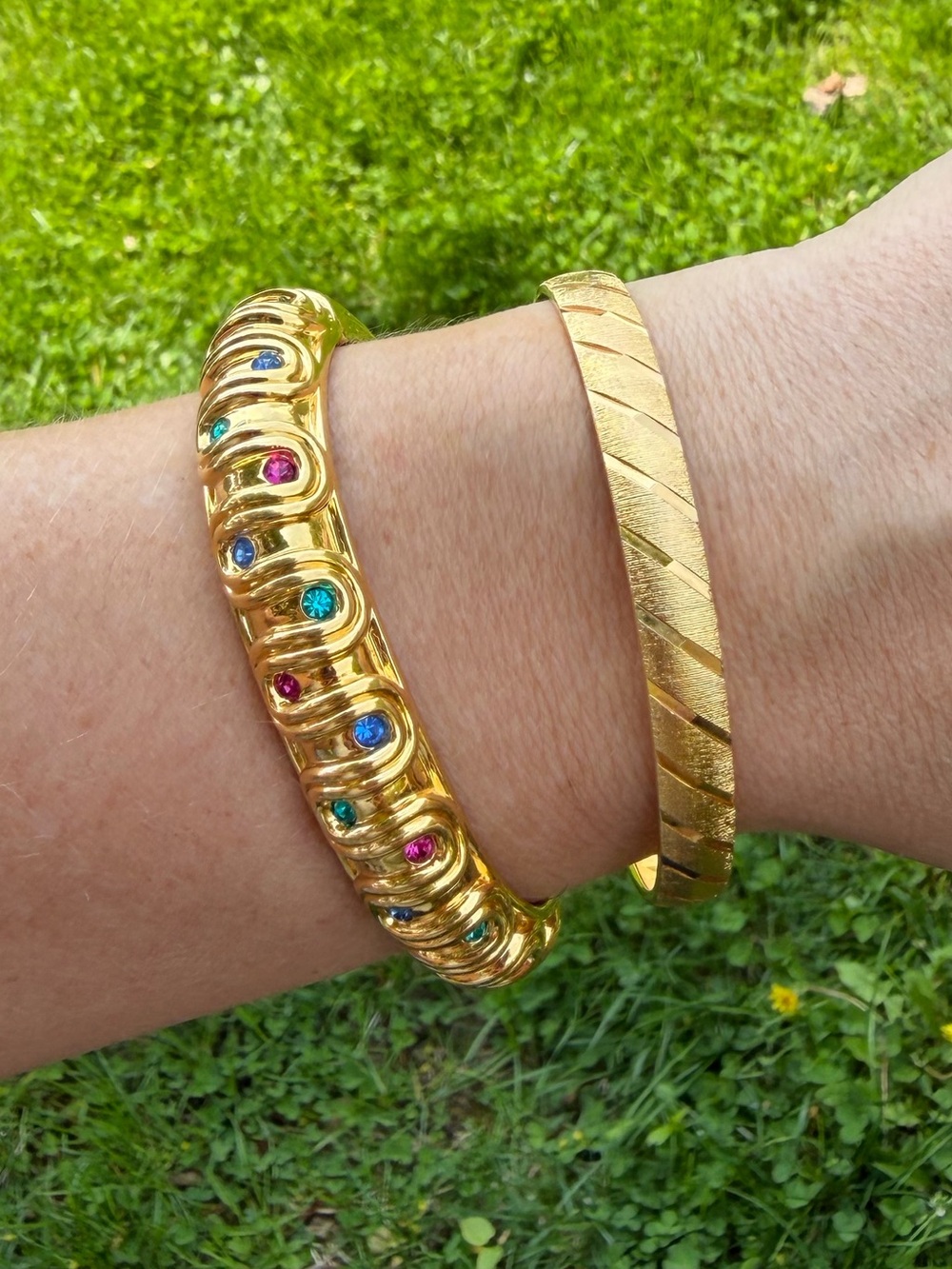 Vintage Swarovski Crystal Gold Multicolor Bangle Bracelet - Picture 5 of 12